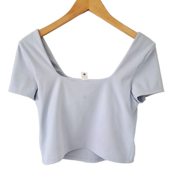 Lululemon Wunder Under SmoothCover Square-Neck T-Shirt Size 10 Starch Blue - Picture 4 of 9